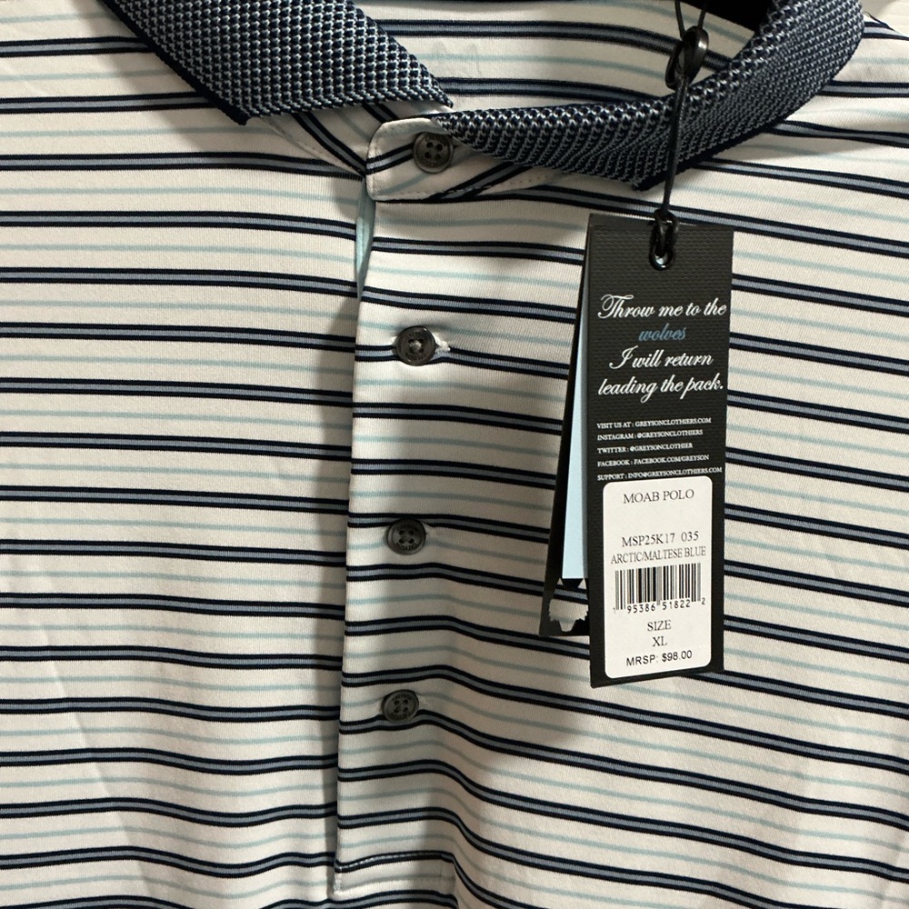 Greyson Arctic Blue and White Polo